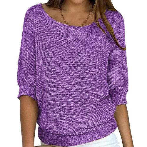 Damen Pullover Oberteile Einfarbig Pulli Frauen Locker - Bild 9 von 46