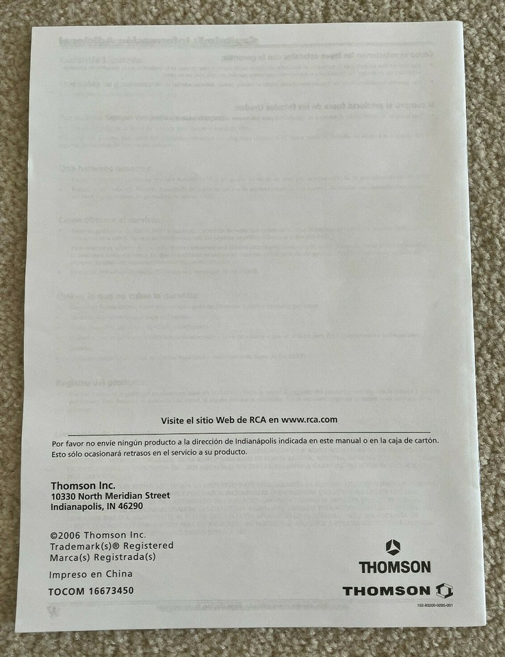 RCA Spanish Instruction Manual DVD VCR Combo Recorder DRC8320N Thomson