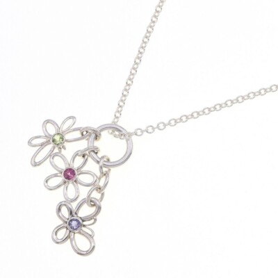Tiffany Triple Color Stone Bugs Necklace Flower Bee Butterfly