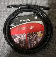 NEW Master Lock 15ft 72D Braided Steel Looped End Cable