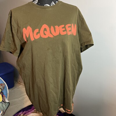alexander mcqueen T-shirt Brown With McQueen In Red Letters