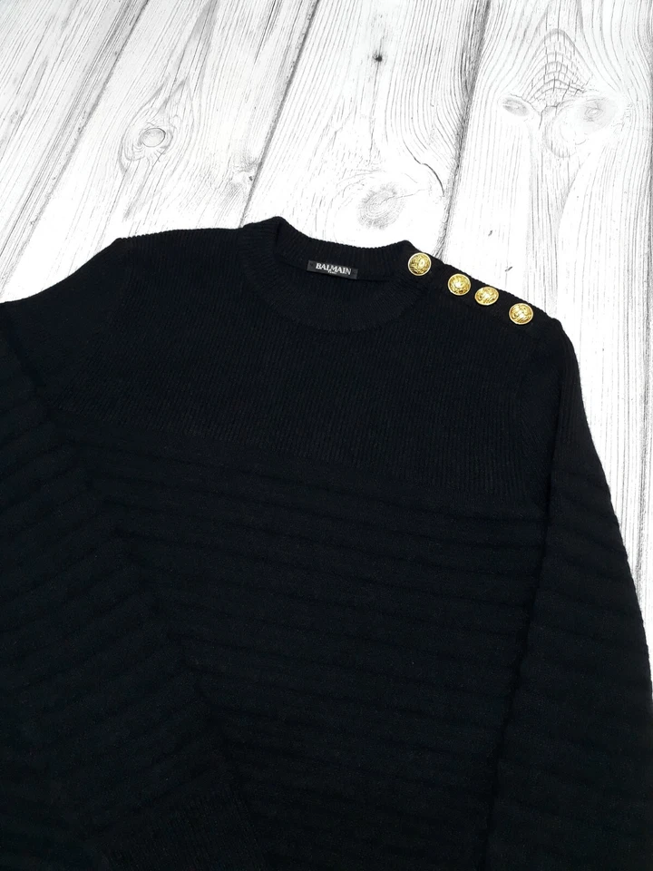 BALMAIN gold button wool sweater size M - Image 2 of 4