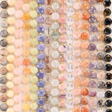 Natural Faceted Coin Gemstone Beads Size 6mm 8mm 10mm 15.5 Inch Strand S3