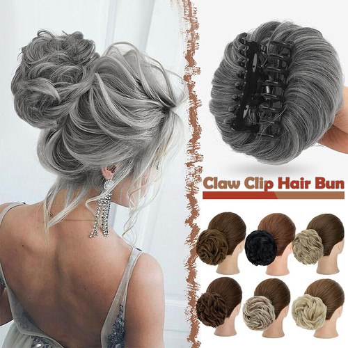 Claw Jaw Clip on in Messy Bun Hair Piece Curly Extension Scrunchie Updo