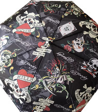 Ed Hardy Compact Umbrella Love Kill Auto Open...