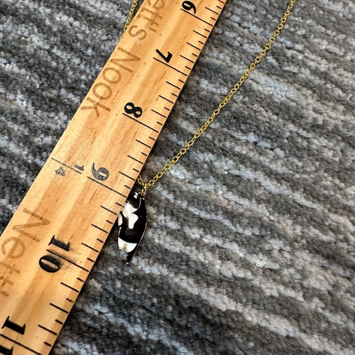Tuxedo Cat Necklace Pendant Jewelry Gift Women Cat Lady Gold Tone Dangle - Picture 6 of 6