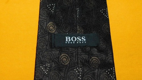 HUGO BOSS MADE IN ITALY GREY/BROWN ABSTRACT DESIGN TIE - TIES - DESIGNER TIES. - Picture 3 of 3