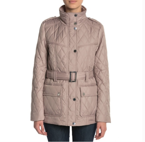 LONDON FOG TOWER QUILTED BELTED PUFFER IVORY JACKET COAT sz M eBay