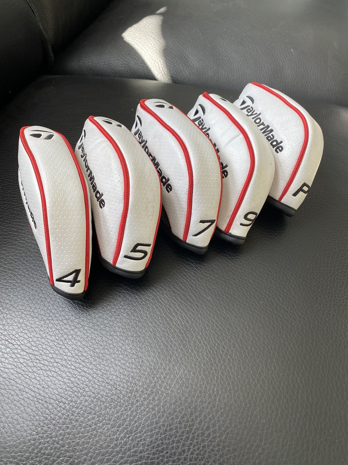 AWESOME CLASSIC TAYLORMADE IRON HEAD COVERS VINYL/LEATHER STEALTH 4 5 7