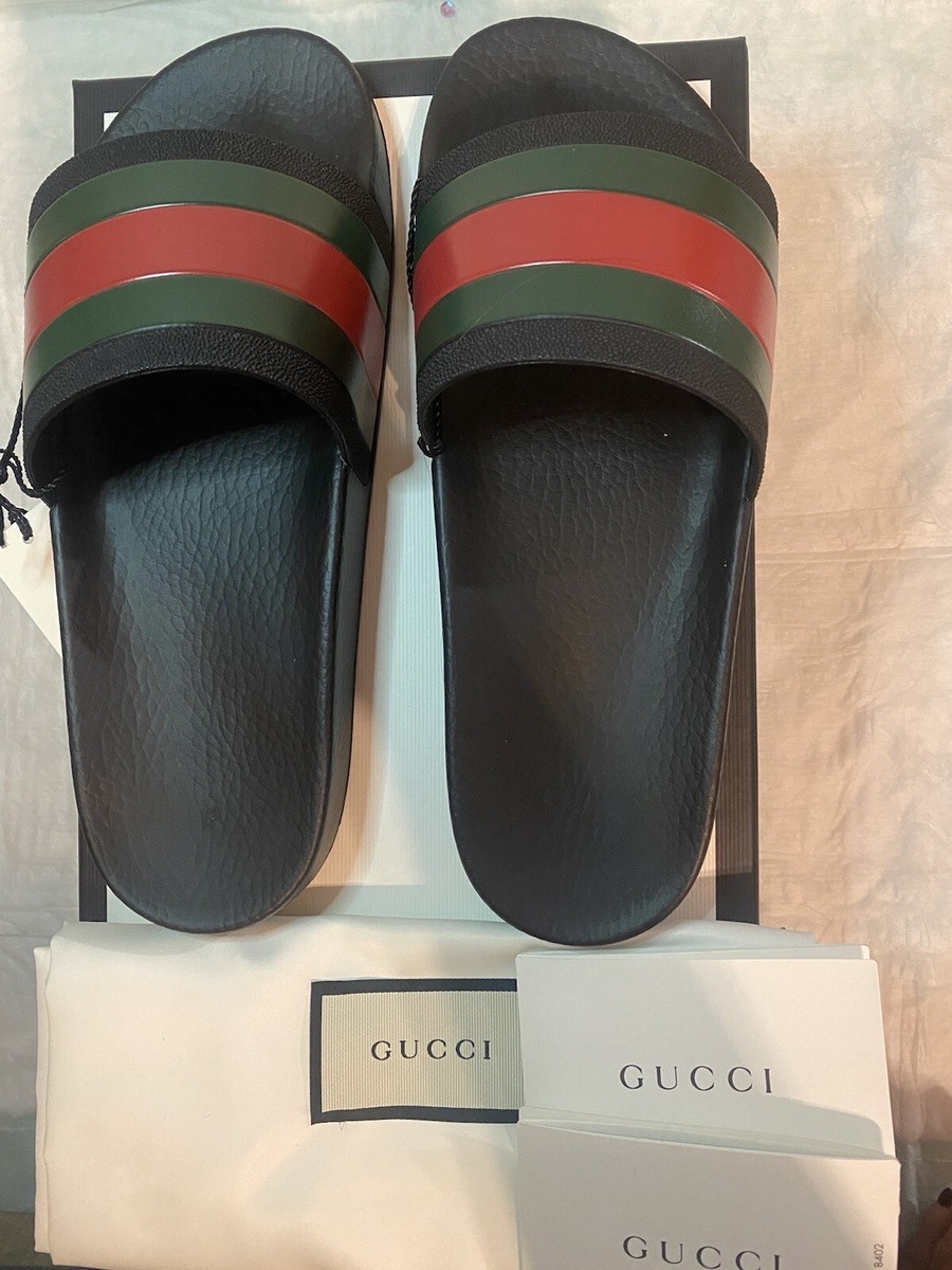 MENS SZ 6UK/7US GUCCI SIGNATURE STRIPE SLIDE SANDALS in  display picture 3