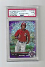 2017 BOWMAN CHROME PURPLE SHIMMER PSA 9 MINT JUAN SOTO ROOKIE CARD (757)