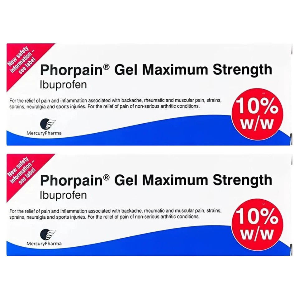 MERCURY PHARMA Phorpain 10% Gel - Pain Relief Gel - Anti Inflammatory Sprains - 30g x 2 Pack