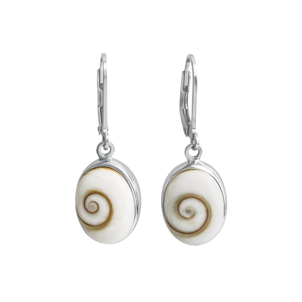 Ohrschmuck OhrhäNger 925 Sterling Silber Rhodiniert Glanz Oval Mit Muschel Weiß-image