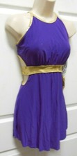 CONTEMPORARY MODERN DANCE COSTUME Small ADULT Purple Gold top openfront