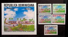 DOMINICAN REP. Sc 1147-52 NH SET+SOUVENIR SHEET OF 1993 - POST OFFICE