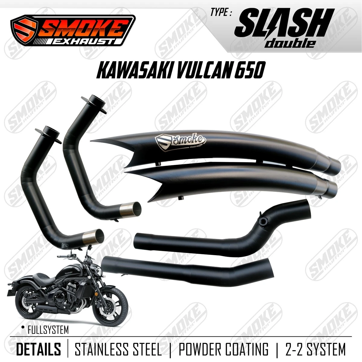 Exhaust Custom 2-2 Fits For Kawasaki Vulcan 650 / 650S 2015-2023 