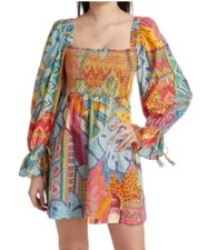 FARM RIO Summer Tapestry Smocked Mini dress Size Large