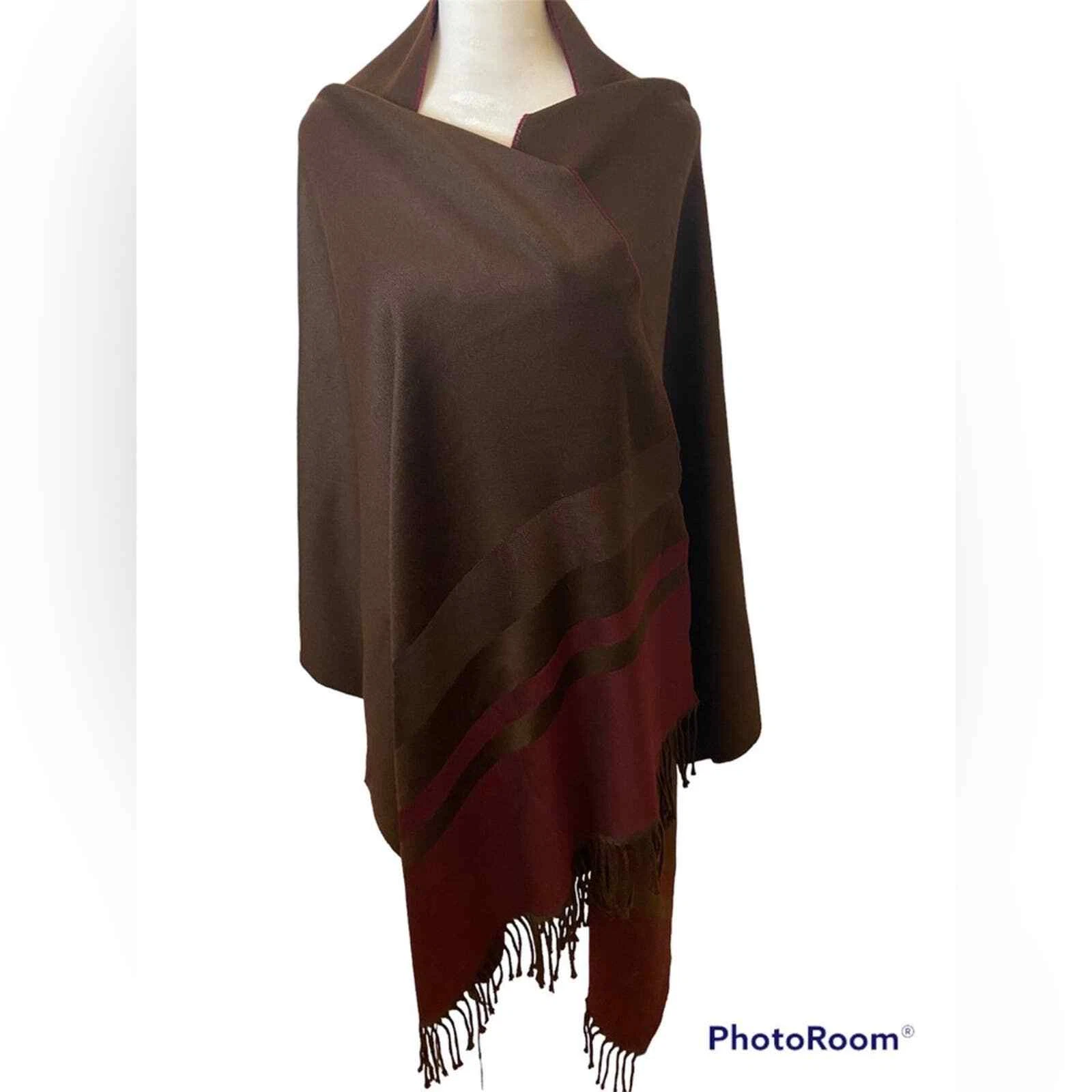 Écharpe étole en laine Lana oversize marron et bordeaux GUCCI unisexe LIRE neuve avec étiquette