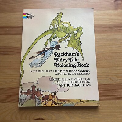 Rackhams Fairy Tale Coloring Book Brothers Grimm 17 Stories Art Painting Dover