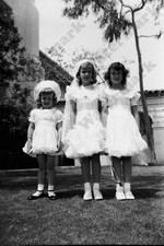 1950s cute girls in white dresses Original 2" FILM NEGATIVE W7b5