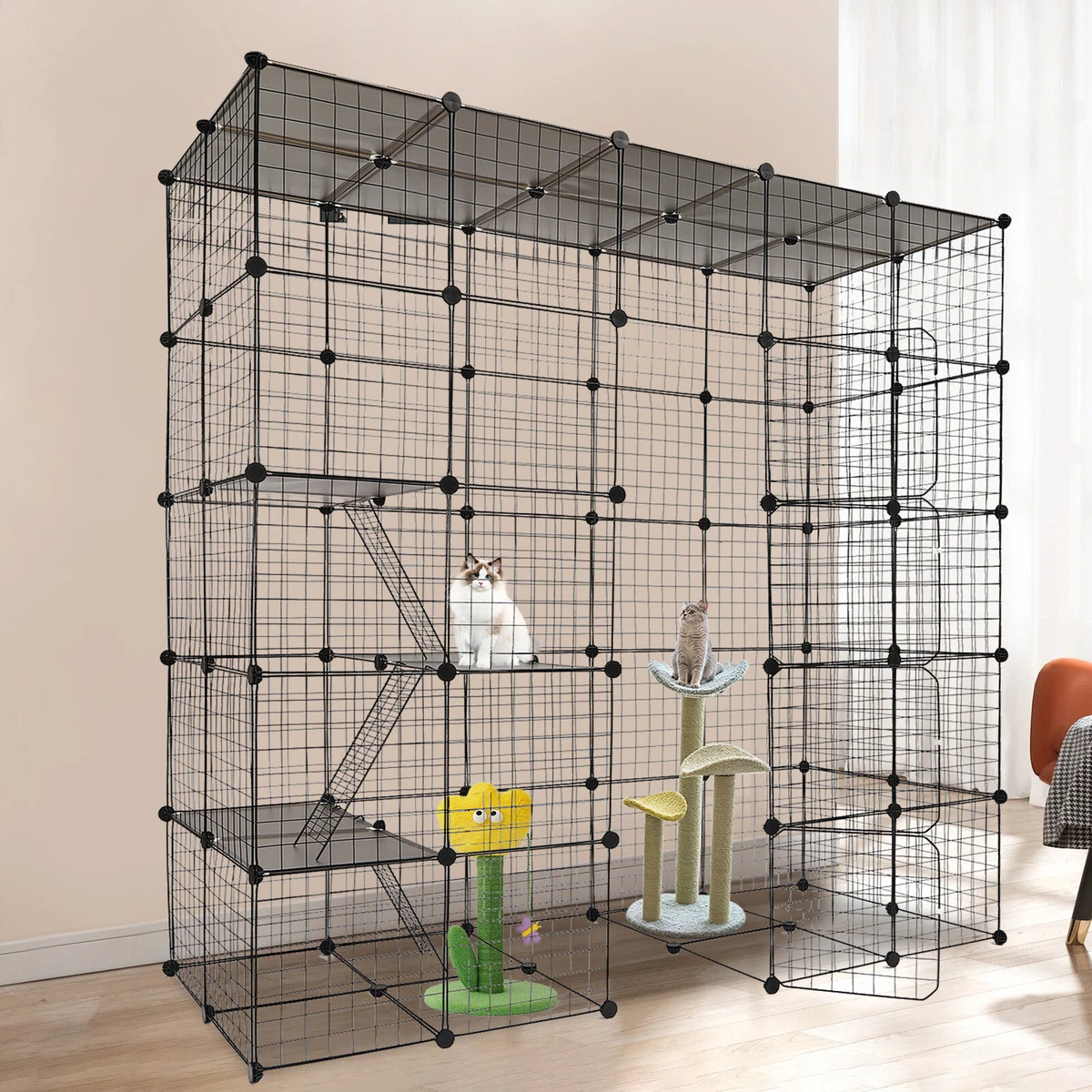 Indoor Cat House Enclosure Catio Metal Wire Large Cage Pet With