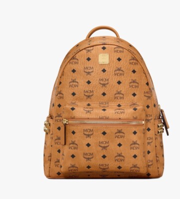 MCM  Stark Backpack In Maxi Visetos  Largest BNWT Cognac Tan
