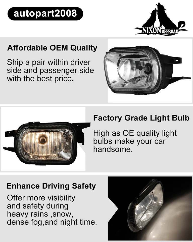 Fog Lights For 2000 2001 2002 2003 2004 Mercedes Benz SLK 320 Front Bumper Lamps - Image 2 of 4