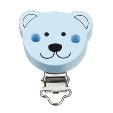 Łańcuszek do smoczka klips miś 37 x 30 x 12 mm, jasnoniebieski, Btl. à 1 szt.