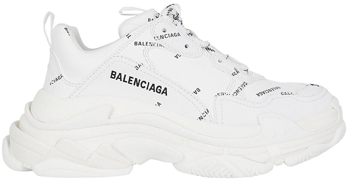 Balenciaga Triple S Sneaker All Over Logo - White W for sale | eBay
