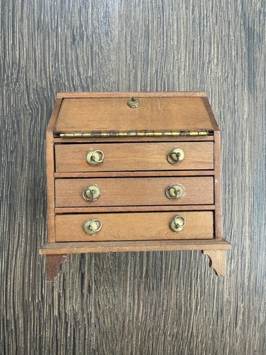 VINTAGE MINIATURE DOLLHOUSE FURNITURE SHACKMAN 3-DRAWER FOLD DOWN SECRETARY DESK