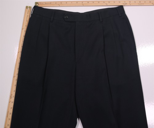 Brooks Brothers Navy Blue Pleated Cuffed Wool Dress Pants 34x29 - Picture 4 of 7