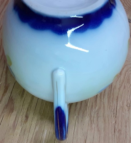 Vintage Hand Painted Creamer Cobalt Blue Gold Floral Roses 3 5/8" H 3.5" D 5" L - Picture 8 of 14