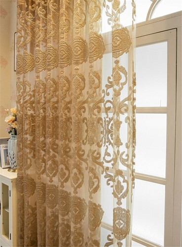 Elegant Floral Embroidered Semi Sheer Voile Tulle Curtain for Living Room 1Panel - Picture 20 of 36