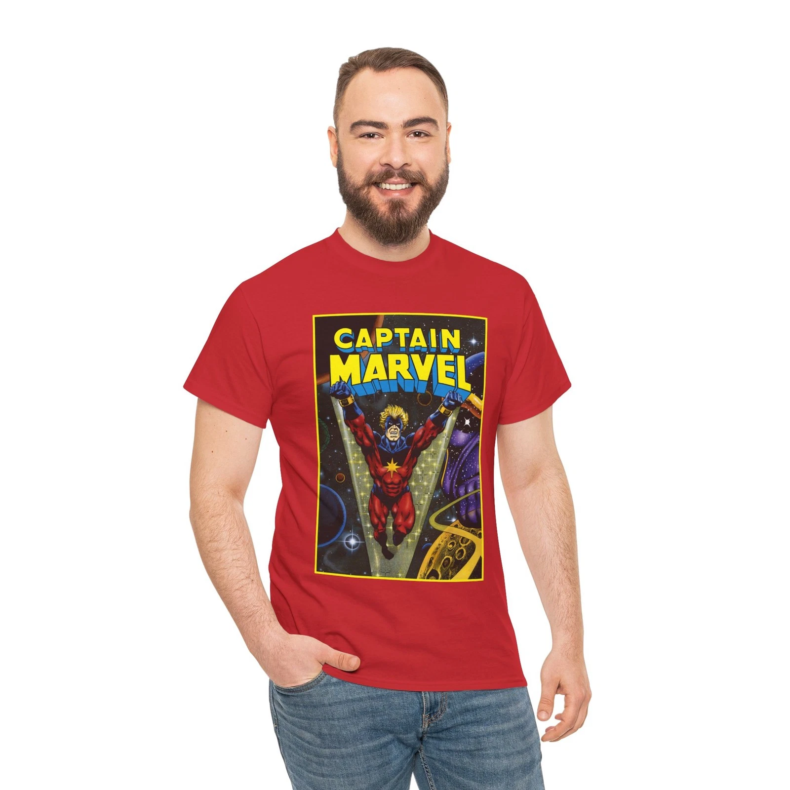 Captain Marvel T-Shirt - Jim Starlin Art - Mar-Vell - Thanos - Marvel Comics