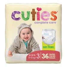 Cuties Complete Care Baby Diapers Unisex Size 3 16 to 28 Pounds Heavy Absorb 144