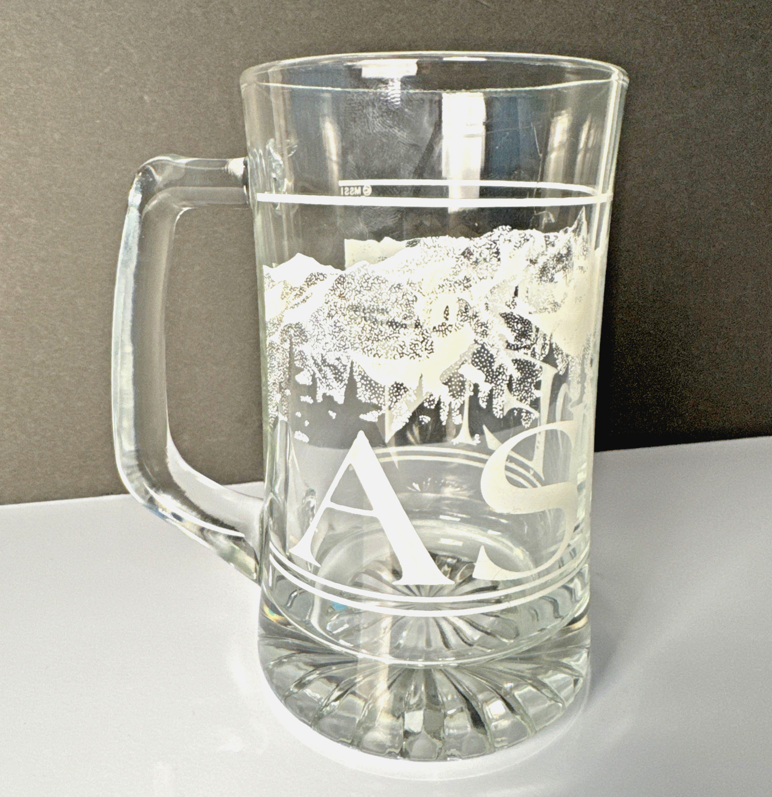 Aspen Colorado Glass Beer Stein Mug Heavy Clear Frosted Mountain Design -  6.5"