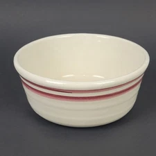 Vtg 1995 Neher Clay In Motion~Stoneware Cereal Salad Soup Bowl~White~Red Band~6"