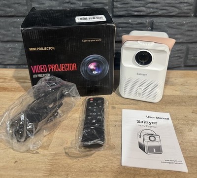 Small Portable Projector Sainyer LED Movie Media Mini HD 4K With Box
