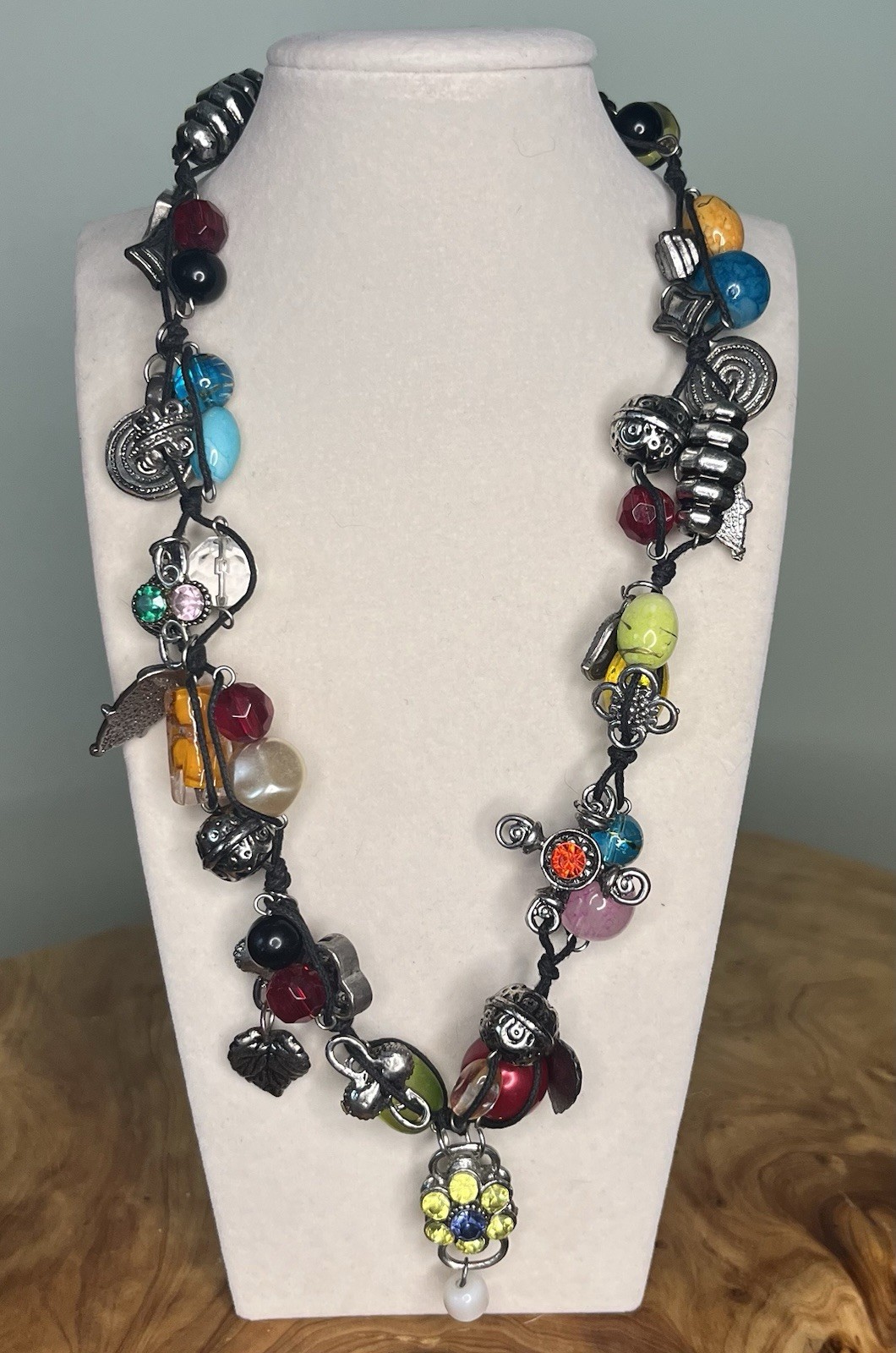 Eclectic Mixed Charm Statement Necklace Colorful … - image 1