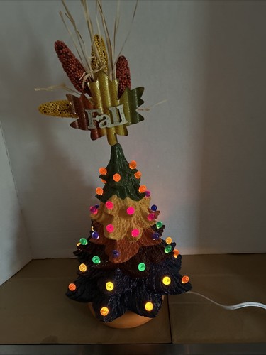 Ceramic Tree Of Many Colors, Fall, Topper Change Out ,lighted 12 In, Without Top - Picture 2 of 2