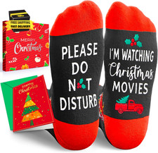 Christmas Socks for Adult - Gnome Xmas Movie Snowman Deer Tree Gifts, Xmas Cards