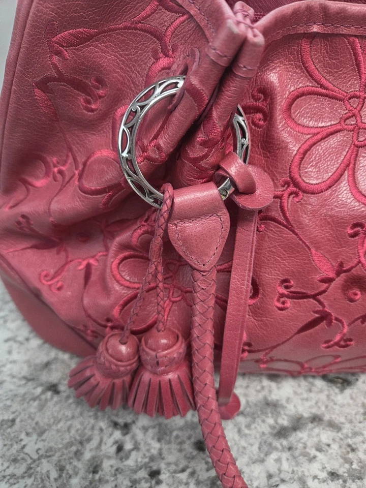 Brighton Valencia Pink Leather Embroidered Shoulder Double Handle Handbag Bag - Image 4 of 4