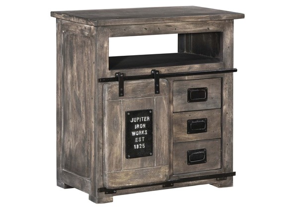 Ausgefallene Used Look Kommode Klein Sideboard Grau Schrank Mangoholz Massiv-image