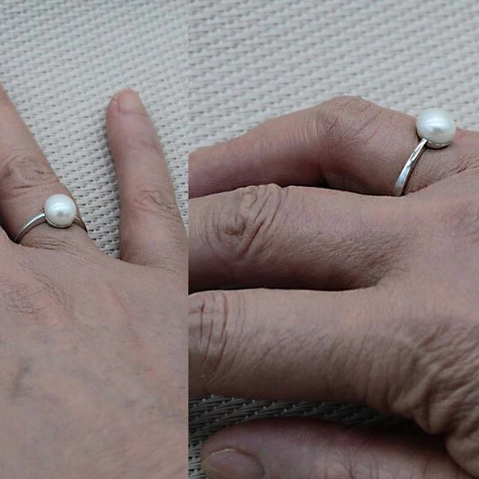 Bague en argent 925 rhodié avec perle de culture – Élégance féminine 5 tailles - Immagine 4 di 4