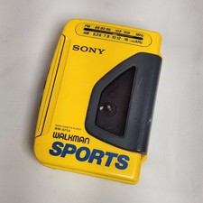 SONY Walkman Sports Audio Cassette fm/am Radio WM-AF54 yellow Tested-Works READ