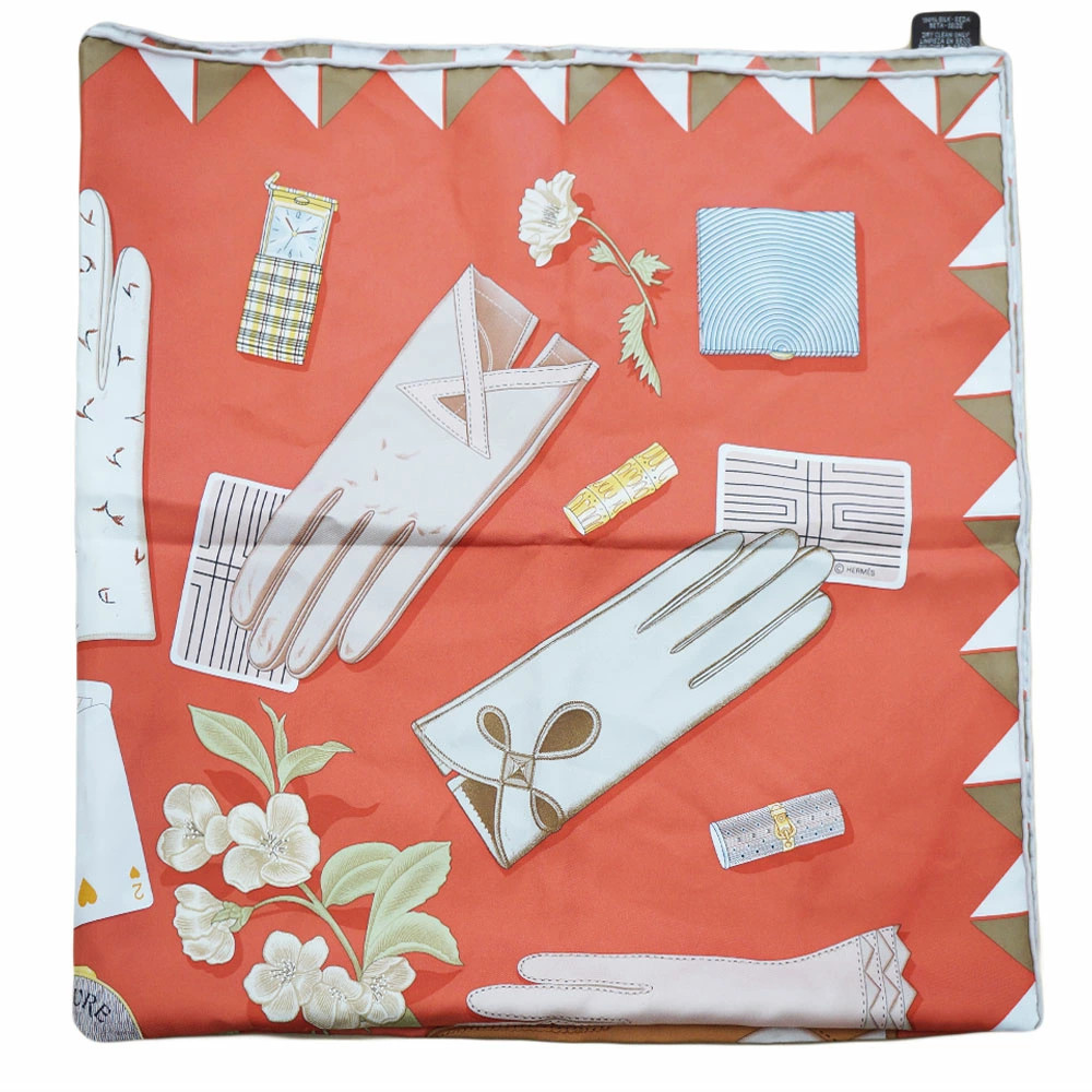 Hermes Carre 90 L HEURE DES GANTS Gloves Scarf Stole Main item r0_0209 thumbnail 4