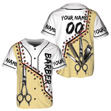 4 Styles Barber Baseball Jersey Personalized Name Number Hairstylist Shirt Gift