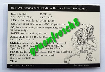 HALF ORC ASSASSIN  35 U  HARBINGER 2003  D&D MINIATURES GAMES CARD  DDM WIZARDS