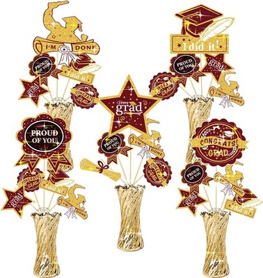 Graduation Party Decorations Maroon Gold 2026 Burgundy Sticks Class Topper