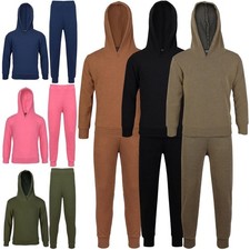 Kids Girls Ribbed Hooded Top  Bottom Tracksuit Lounge Wear Outfit Set Age 7-13